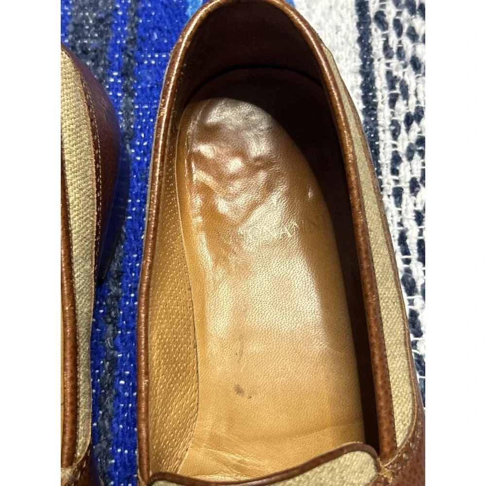 Magnanni for Neiman Marcus Leather Canvas Penny Loafers Men's Size 8